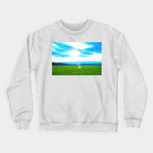 View near Piani di Ragnolo at grass, mountains and sky Crewneck Sweatshirt